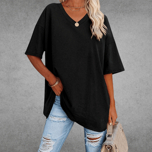 Cathy – Damen Shirt mit lockerem V-Ausschnitt