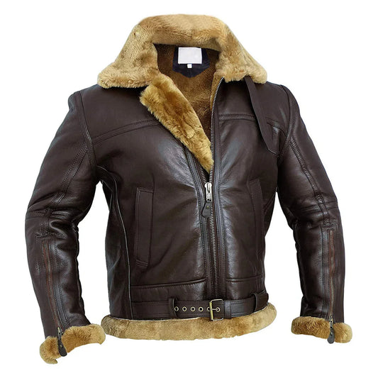 RAF B3 - Ginger Real Shearling Schafsfell Leder Bomberjacke