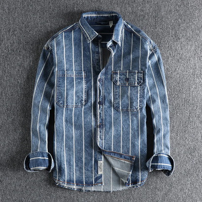 Camicia Marcus in denim rigato dal taglio moderno