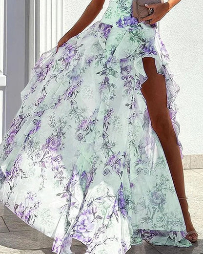 Elegantes Kleid mit One-Shoulder-Print