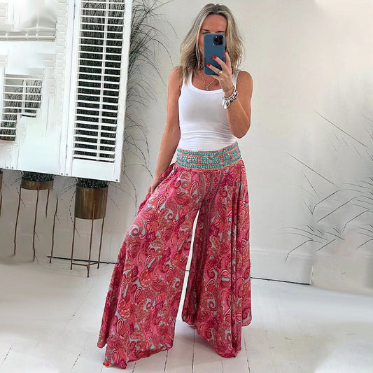 Pantalon imprimé ethnique avec taille élastique Pantalon léger