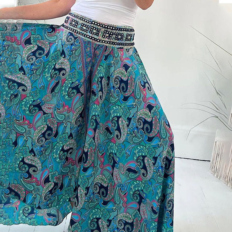 Ethnic Bedruckte Hose mit elastischer Taille Leichte Hose